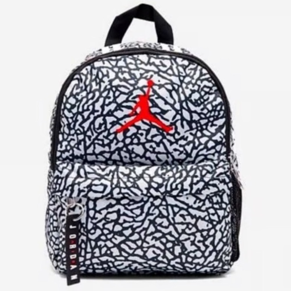 Jordan Vintage Y2K Wolf Gray Elephant Print White Red Jumpman Logo Backpack Bag
